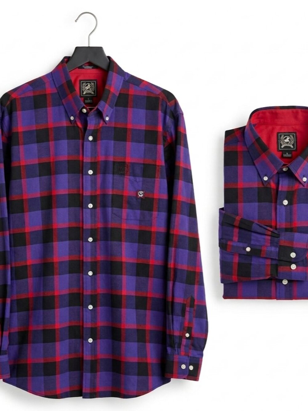 Cinch Western Button Up Shirt Mens Large Purple Red BlackCheck Plaid Long Sleeve